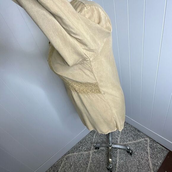 Vintage Fashion Fusion Women’s 1X Plus Tan Embroidered Peasant Tunic Top - Picture 12 of 15